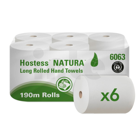 KIMBERLY-CLARK Ručníky Hostess NATURA bílé, 6 x 190 m, 6063