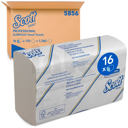 KIMBERLY-CLARK Ručníky Scott Slimfold 16 balení x 110 bílých, 1vrstvý list, 5856