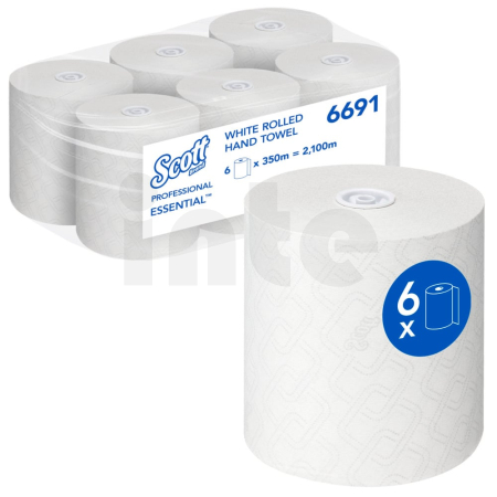 KIMBERLY-CLARK Scott Essential Ručníky v roli, 6 x 350 m, bílé 6691