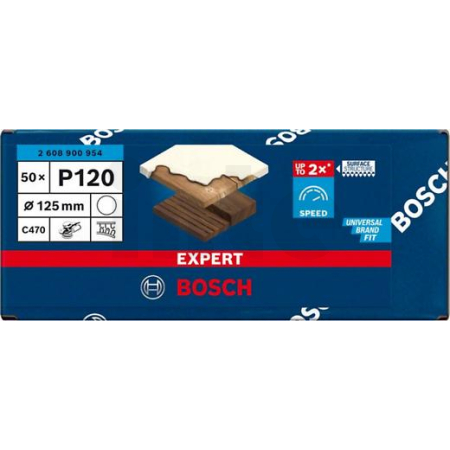 BOSCH Brusné papíry EXPERT C470 bez otvorů pro úhlové brusky a vrtačky 125 mm, P120 50 ks 2608900954