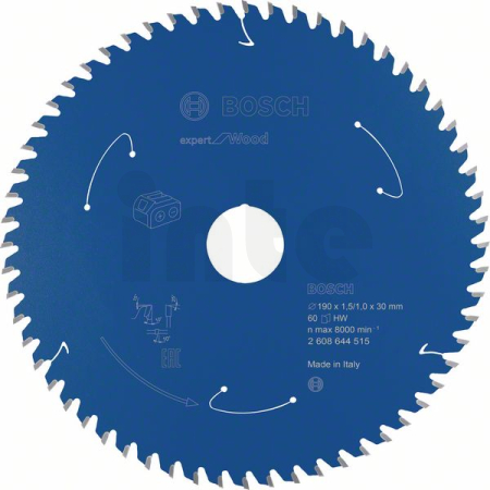 BOSCH Pilový kotouč Expert for Wood pro akumulátorové pily 190×1,5/1×30 T60 2608644515