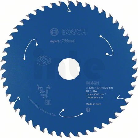 BOSCH Pilový kotouč Expert for Wood pro akumulátorové pily 190×1,5/1×30 T48 2608644514