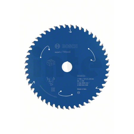 BOSCH Pilový kotouč Expert for Wood pro akumulátorové pily 165×1,5/1×20 T48 2608644509