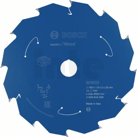 BOSCH Pilový kotouč Expert for Wood pro akumulátorové pily 165×1,5/1×20 T12 2608644506