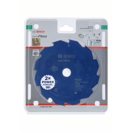 BOSCH Pilový kotouč Expert for Wood pro akumulátorové pily 165×1,5/1×20 T12 2608644506