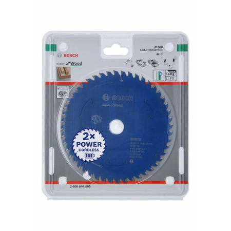 BOSCH Pilový kotouč Expert for Wood pro akumulátorové pily 160×1,5/1×20 T48 2608644505