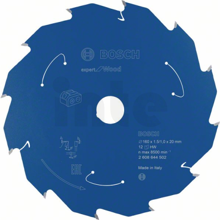 BOSCH Pilový kotouč Expert for Wood pro akumulátorové pily 160×1,5/1×20 T12 2608644502