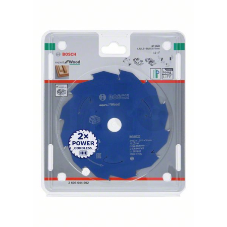 BOSCH Pilový kotouč Expert for Wood pro akumulátorové pily 160×1,5/1×20 T12 2608644502