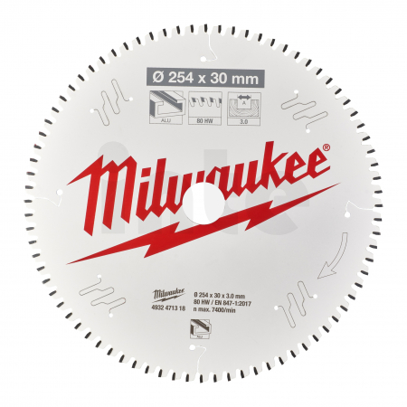 MILWAUKEE Pilový kotouč hliník 254X30X3.0X80TF NEG. 4932471318