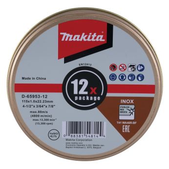 Makita - kotouč řezný nerez 115x1.2x22.23mm, 12ks D-65953-12