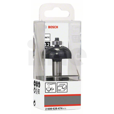 BOSCH Dlabací fréza s kuličkovým ložiskem, 12 mm, R1 12 mm, D 36,7 mm, L 16 mm, G 70 mm 2608628474