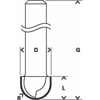 BOSCH Žlábkovací fréza, 6 mm, R1 3,2 mm, D 6,35 mm, L 9,1 mm, G 40 mm 2608628460
