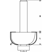 BOSCH Dlabací fréza s kuličkovým ložiskem, 6 mm, R1 6,4 mm, D 25,4 mm, L 12,6 mm, G 54 mm 2608628455