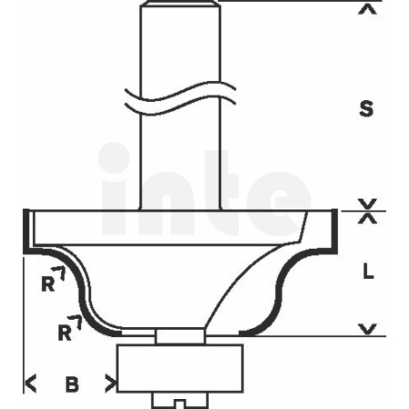 BOSCH Profilová fréza se stopkou 6 mm, R1 4 mm, D1 28,6 mm, B 8 mm, L 12,4 mm, G 54 mm 2608628454