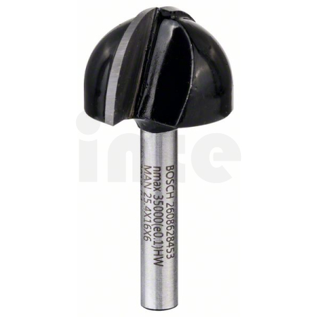 BOSCH Žlábkovací fréza, 6 mm, R1 12,7 mm, D 25,4 mm, L 15,6 mm, G 49 mm 2608628453