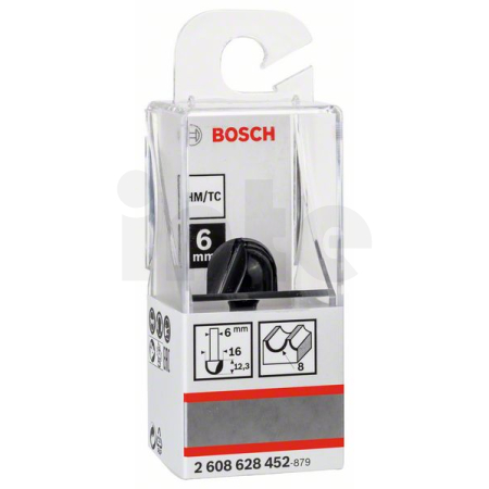 BOSCH Žlábkovací fréza, 6 mm, R1 8 mm, D 15,9 mm, L 12,3 mm, G 45 mm 2608628452