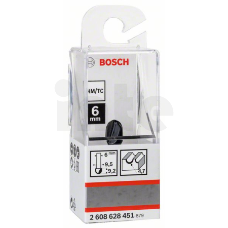 BOSCH Žlábkovací fréza, 6 mm, R1 4,7 mm, D 9,5 mm, L 9,2 mm, G 40 mm 2608628451