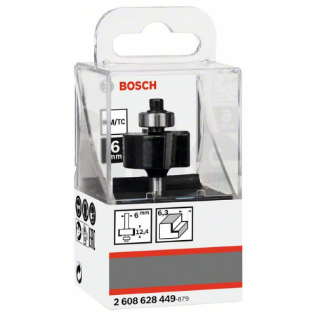 BOSCH Falcovací fréza se stopkou 6 mm, D1 25,4 mm, L 12,4 mm, G 54 mm 2608628449