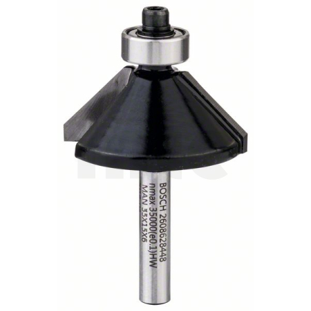 BOSCH Fazetovací fréza, 6 mm, D1 34,9 mm, B 11,1 mm, L 14,7 mm, G 56 mm, 45° 2608628448