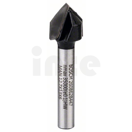 BOSCH Drážkovací fréza tvaru V, 6 mm, D1 12,7 mm, L 12,7 mm, G 45 mm, 90° 2608628447