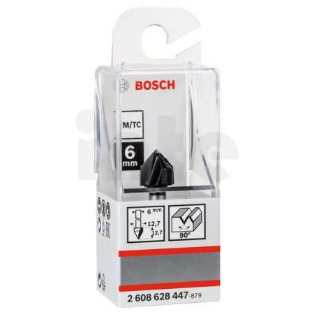 BOSCH Drážkovací fréza tvaru V, 6 mm, D1 12,7 mm, L 12,7 mm, G 45 mm, 90° 2608628447
