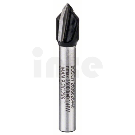 BOSCH Drážkovací fréza tvaru V, 6 mm, D1 9,5 mm, L 12,35 mm, G 45 mm, 90° 2608628446