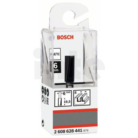BOSCH Drážkovací fréza, 6 mm, D1 8 mm, L 19,6 mm, G 51 mm 2608628441
