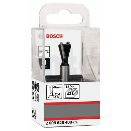 BOSCH Rybinová fréza, 8 mm, D1 14 mm, L 14 mm, G 55 mm, 15° 2608628408