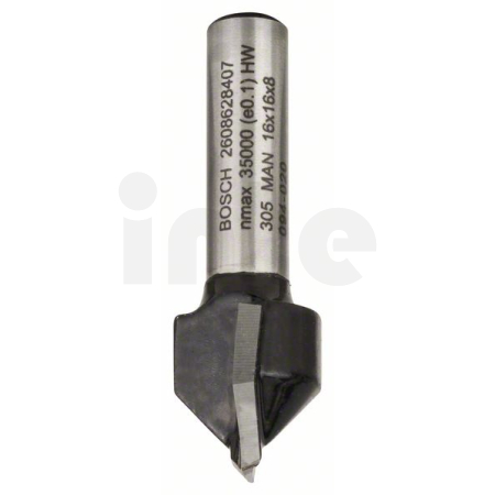 BOSCH Drážkovací fréza tvaru V, 8 mm, D1 16 mm, L 16 mm, G 45 mm, 90° 2608628407