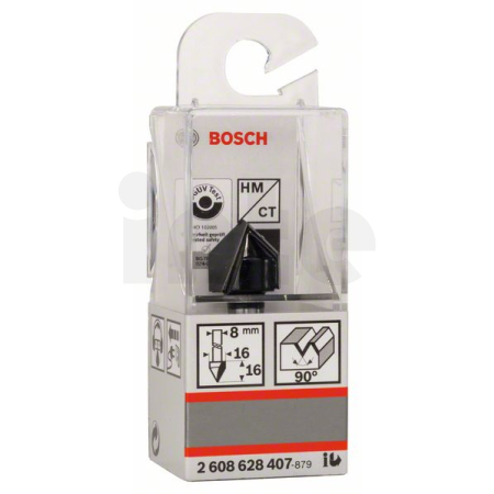 BOSCH Drážkovací fréza tvaru V, 8 mm, D1 16 mm, L 16 mm, G 45 mm, 90° 2608628407