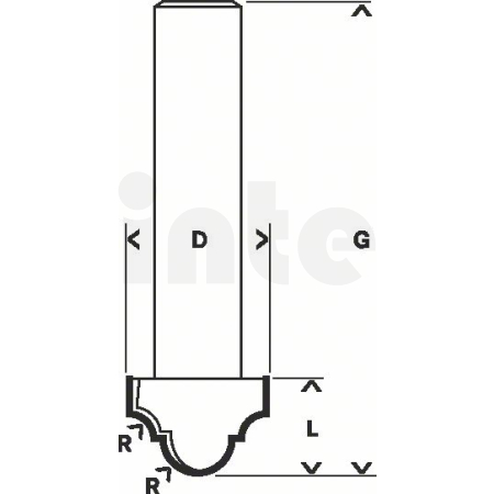 BOSCH Fréza na tvorbu hran H, 8 mm, R1 2,4 mm, D 12,7 mm, L 12,4 mm, G 46 mm 2608628398