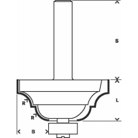 BOSCH Fréza na tvorbu hran D, 8 mm, R1 6,3 mm, B 15 mm, L 18 mm, G 60 mm 2608628397
