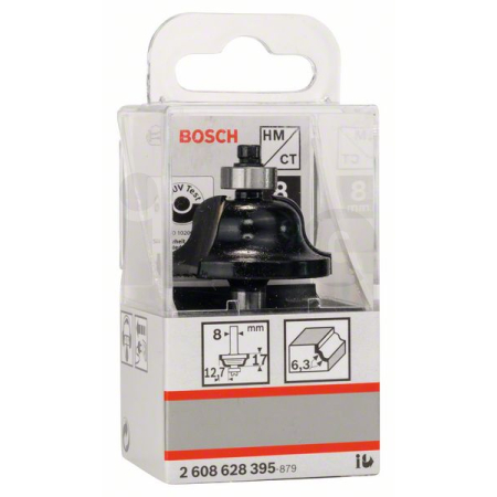 BOSCH Fréza na tvorbu hran B, 8 mm, R1 6,3 mm, B 12,7 mm, L 17 mm, G 61 mm 2608628395