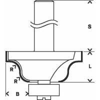 BOSCH Fréza na tvorbu hran B, 8 mm, R1 6,3 mm, B 12,7 mm, L 17 mm, G 61 mm 2608628395
