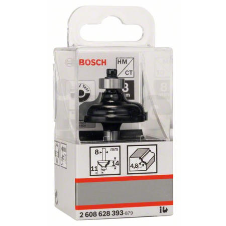 BOSCH Fréza na tvorbu hran A, 8 mm, R1 4,8 mm, B 11 mm, L 14,3 mm, G 57 mm 2608628393