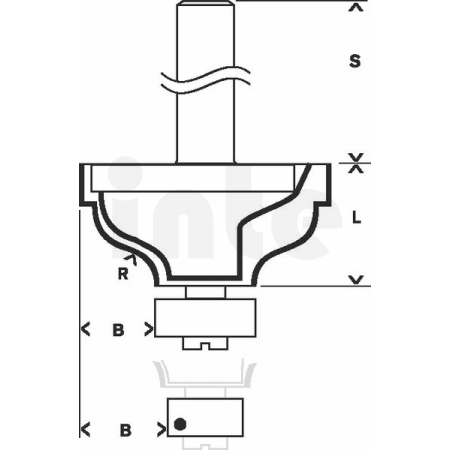 BOSCH Fréza na tvorbu hran A, 8 mm, R1 4,8 mm, B 11 mm, L 14,3 mm, G 57 mm 2608628393
