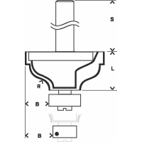 BOSCH Fréza na tvorbu hran A, 8 mm, R1 4,8 mm, B 11 mm, L 14,3 mm, G 57 mm 2608628393