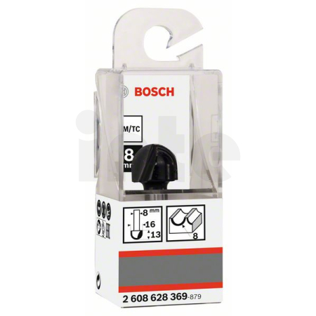 BOSCH Žlábkovací fréza, 8 mm, R1 8 mm, D 16 mm, L 12,4 mm, G 45 mm 2608628369