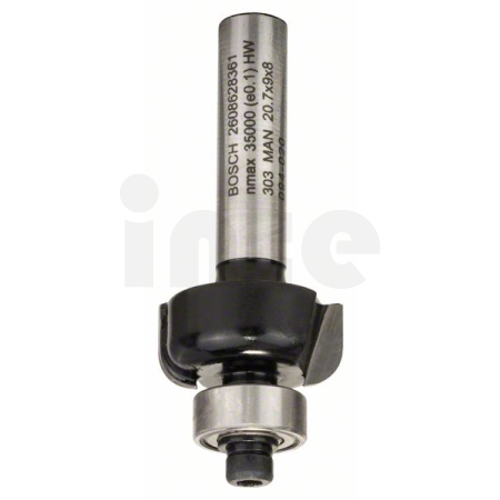BOSCH Dlabací fréza s kuličkovým ložiskem, 8 mm, R1 4 mm, D 20,7 mm, L 9 mm, G 53 mm 2608628361