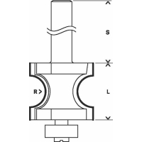 BOSCH Fréza na půlkruhový profil, 8 mm, R1 6 mm, L 19 mm, G 63 mm 2608628360