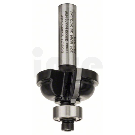 BOSCH Fréza na tvorbu hran F, 8 mm, R1 6,3 mm, D 28,5 mm, L 13,2 mm, G 54 mm 2608628356