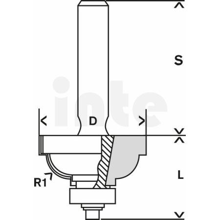 BOSCH Fréza na tvorbu hran F, 8 mm, R1 6,3 mm, D 28,5 mm, L 13,2 mm, G 54 mm 2608628356