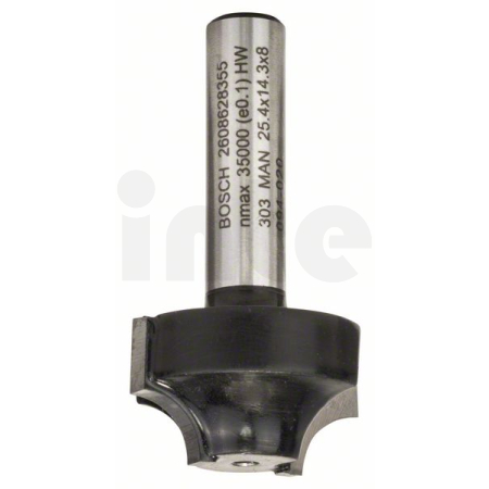 BOSCH Fréza na tvorbu hran E, 8 mm, R1 6,3 mm, D 25,4 mm, L 14 mm, G 46 mm 2608628355