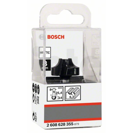 BOSCH Fréza na tvorbu hran E, 8 mm, R1 6,3 mm, D 25,4 mm, L 14 mm, G 46 mm 2608628355