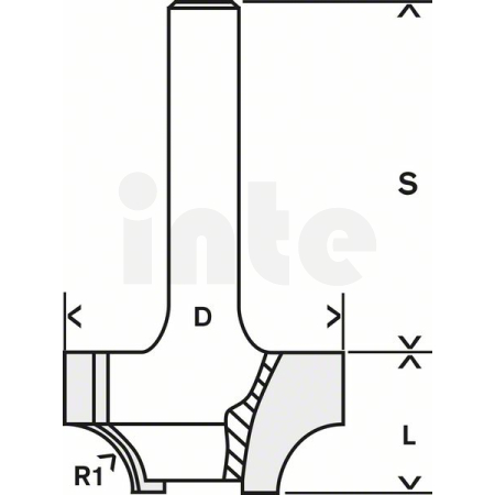 BOSCH Fréza na tvorbu hran E, 8 mm, R1 6,3 mm, D 25,4 mm, L 14 mm, G 46 mm 2608628355