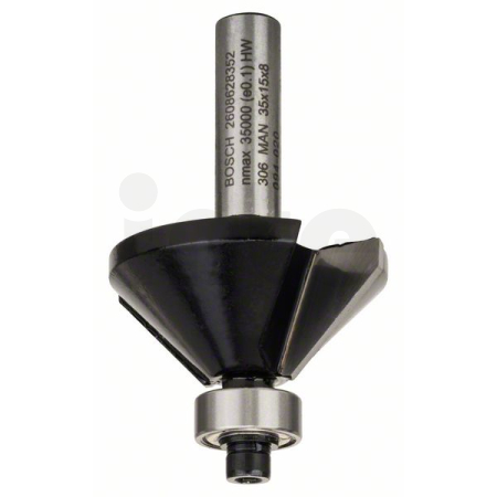BOSCH Fazetovací fréza, 8 mm, B 11 mm, L 14,7 mm, G 56 mm, 45° 2608628352