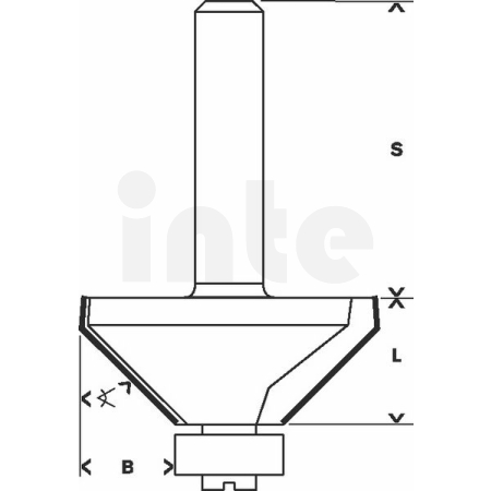BOSCH Fazetovací fréza, 8 mm, B 11 mm, L 14,7 mm, G 56 mm, 45° 2608628352