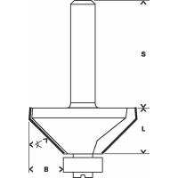 BOSCH Fazetovací fréza, 8 mm, B 11 mm, L 14,7 mm, G 56 mm, 45° 2608628352