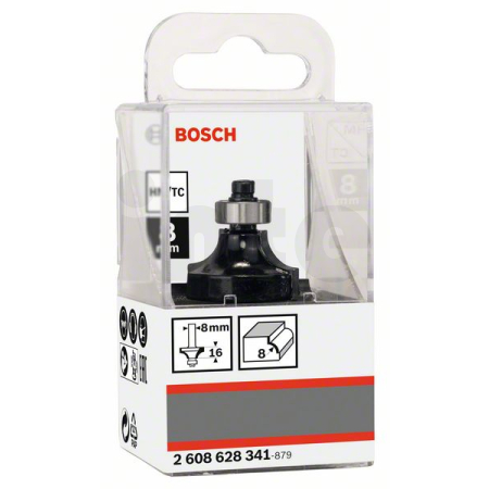 BOSCH Zaoblovací fréza, 8 mm, R1 8 mm, L 15,2 mm, G 53 mm 2608628341