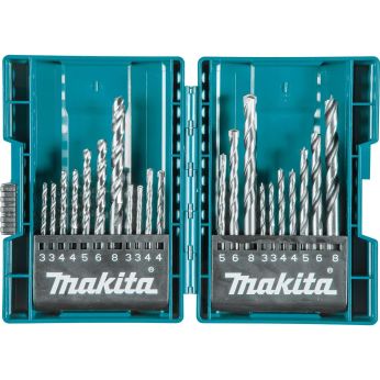 Makita - sada vrtáků s válcovou stopkou do kovu/dřeva/zdiva 21 ks v plastové krabičce B-44884